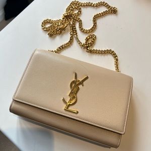 YSL Kate Small Chain Bag In Grain De Poudre Embossed Leather